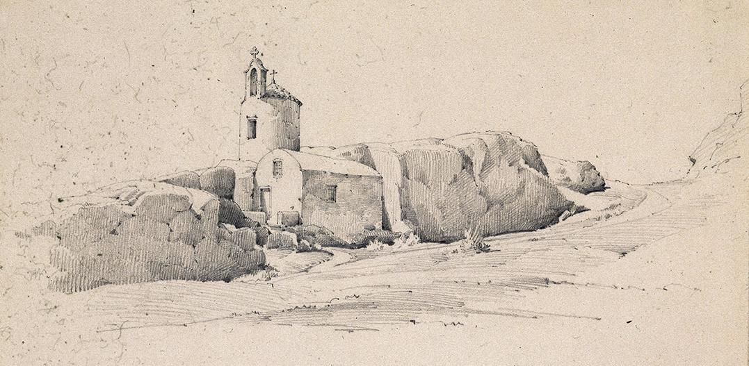 Agia Marina repaired after the Greek War of Independence (Royal Danish Library - Danish National Art Library).